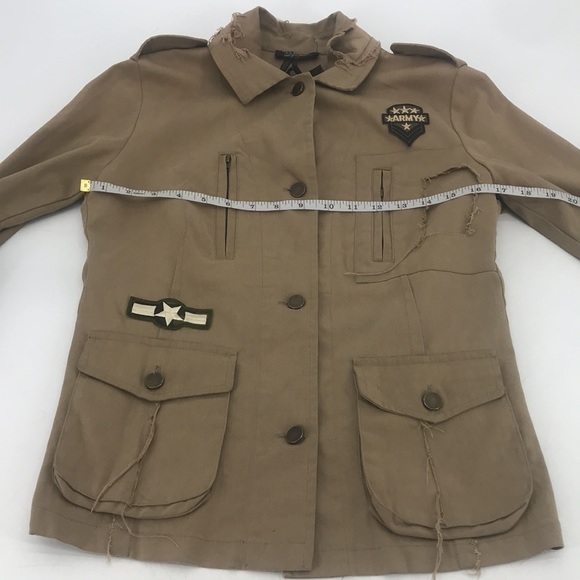 New Vintage Y2K Distressed Deconstructed Army Military Made In Italy Jacket NWT - Picture 13 of 16